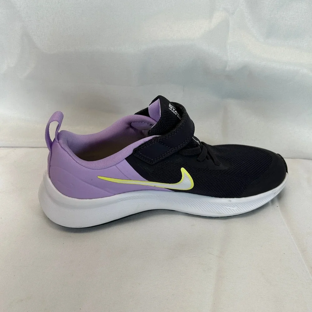 Nike Star Runner 3 Kids Size 2Y Black Purple Lemon Venom DA2777-500 Sneaker